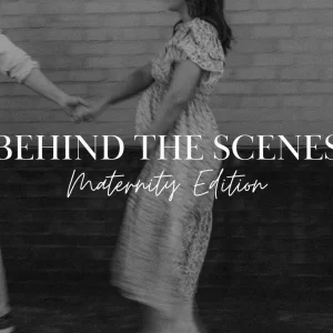 Couple holding hands during maternity photo session, motion blur effect
