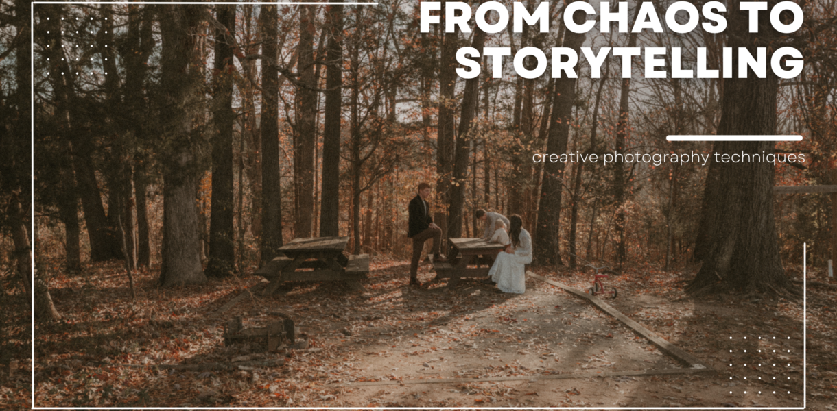Family storytelling photo session in wooded park during fall with candid moments and natural movement